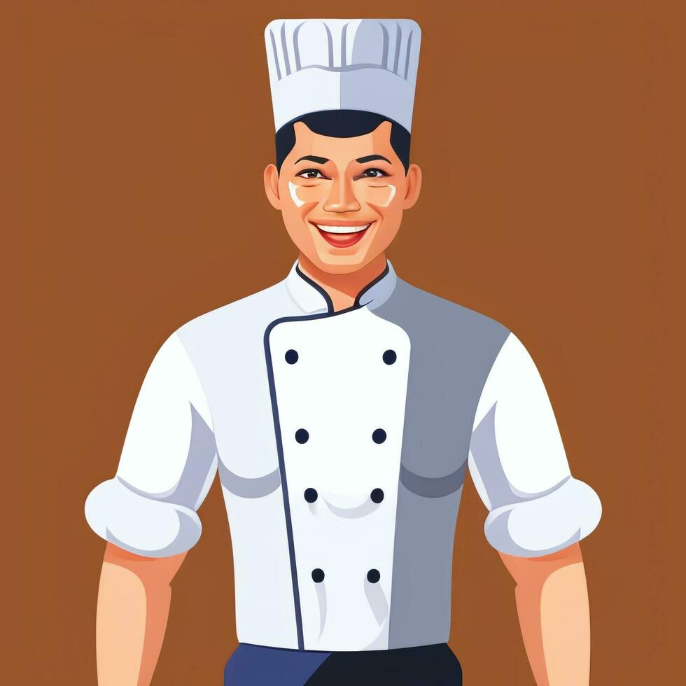 AI generated Chef Cook Avatar Icon Clip Art Sticker Decoration Simple Background photo