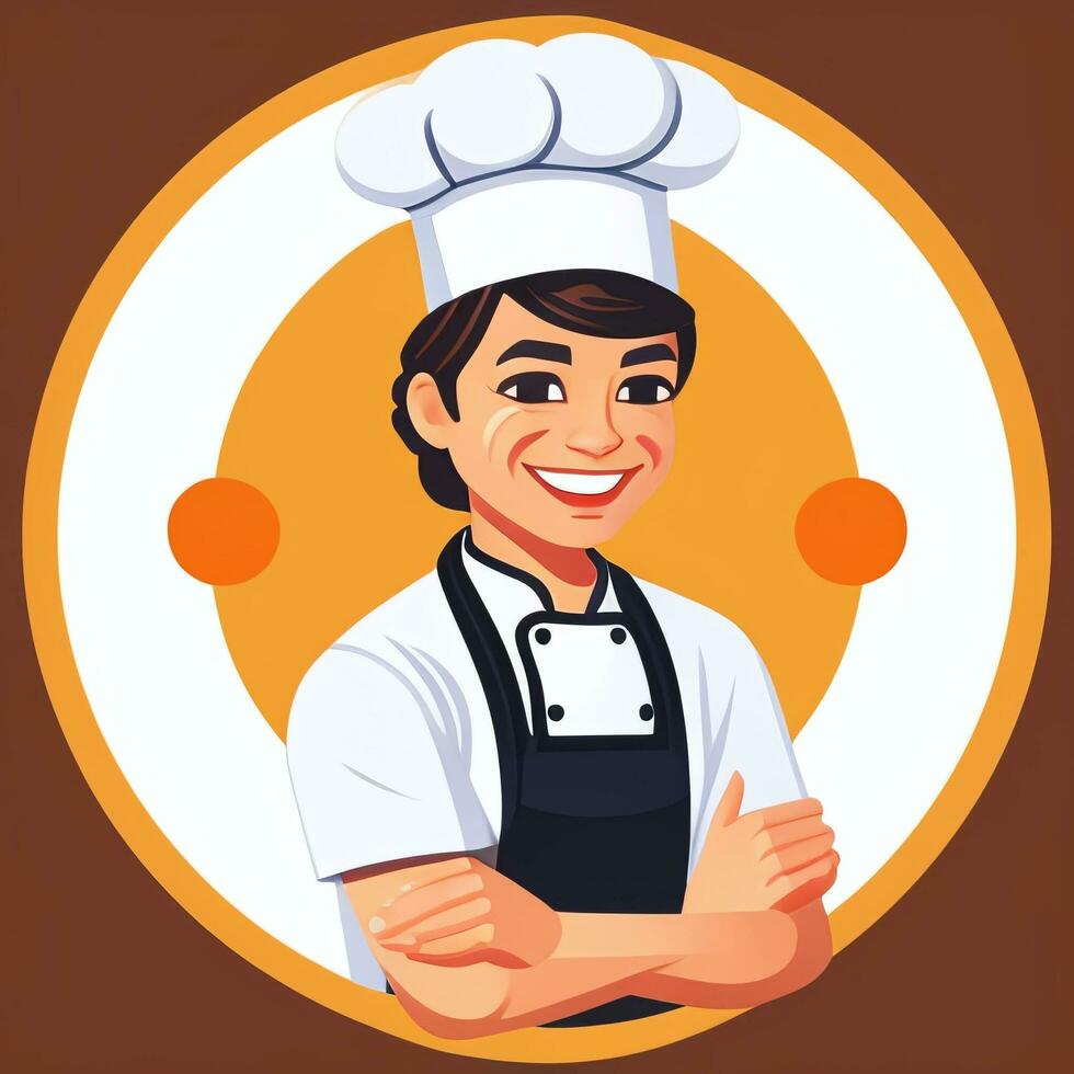 AI generated Chef Cook Avatar Icon Clip Art Sticker Decoration Simple Background photo