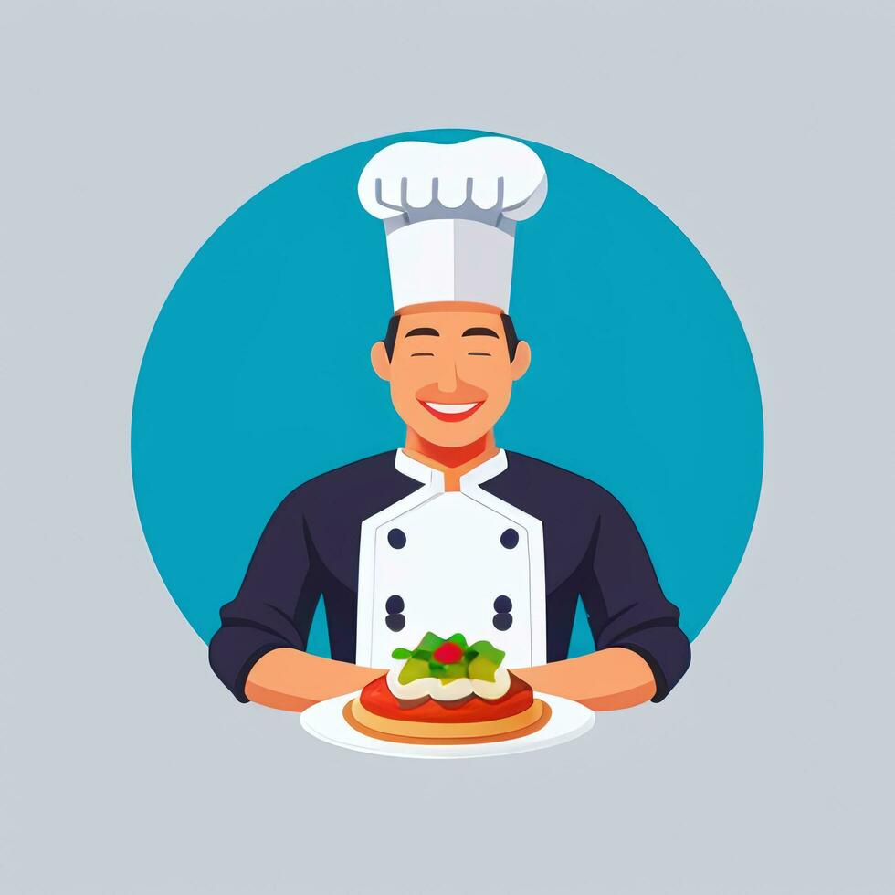 AI generated Chef Cook Avatar Icon Clip Art Sticker Decoration Simple Background photo