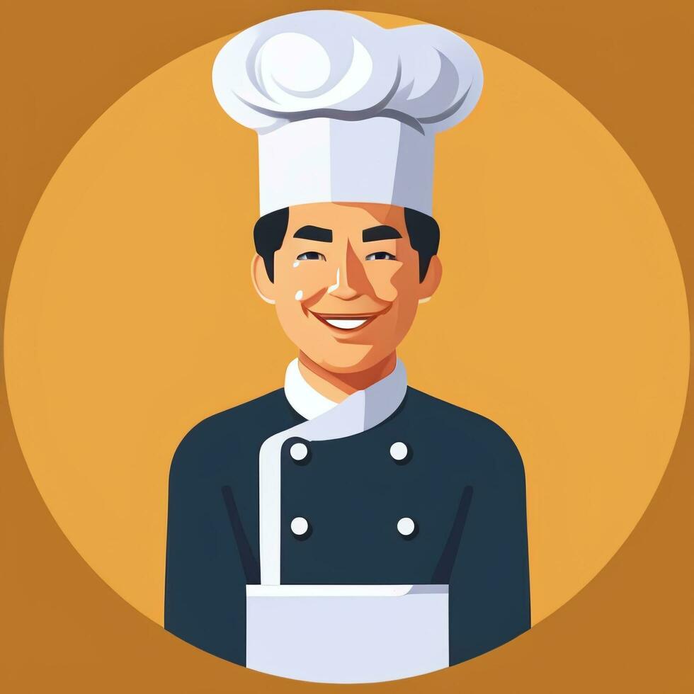 AI generated Chef Cook Avatar Icon Clip Art Sticker Decoration Simple Background photo