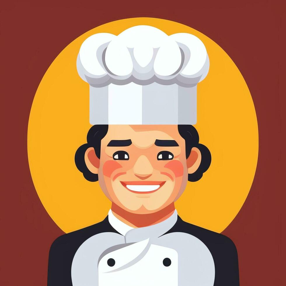 AI generated Chef Cook Avatar Icon Clip Art Sticker Decoration Simple Background photo