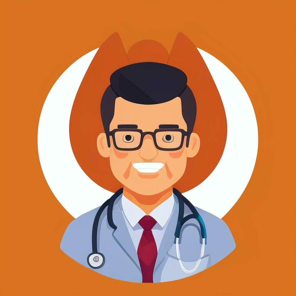 AI generated Doctor Medic Avatar Icon Clip Art Sticker Decoration Simple Background photo