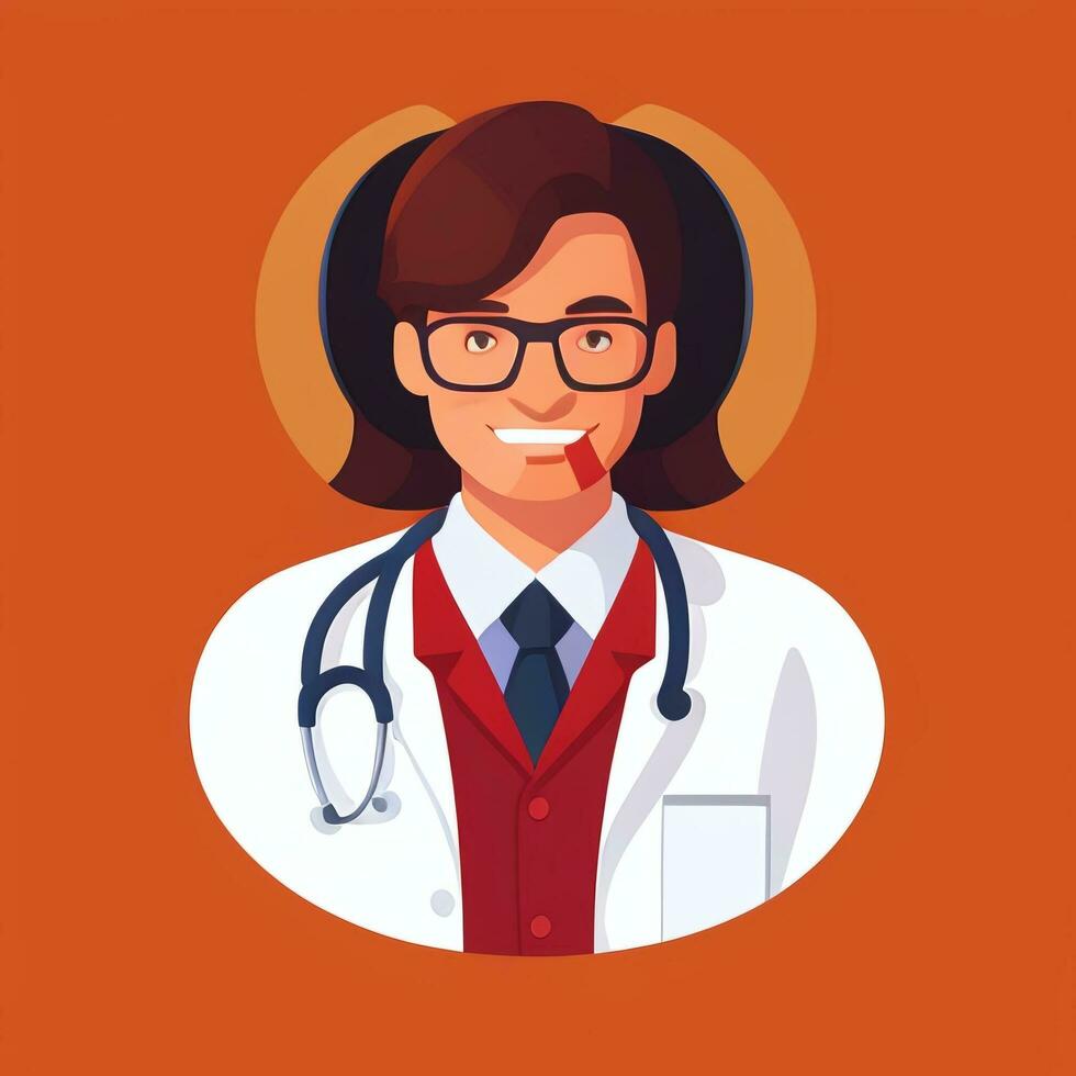 AI generated Doctor Medic Avatar Icon Clip Art Sticker Decoration Simple Background photo