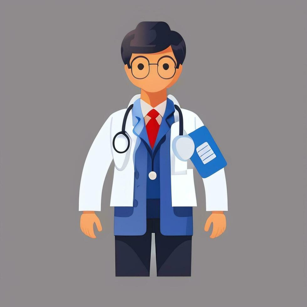 AI generated Doctor Medic Avatar Icon Clip Art Sticker Decoration Simple Background photo