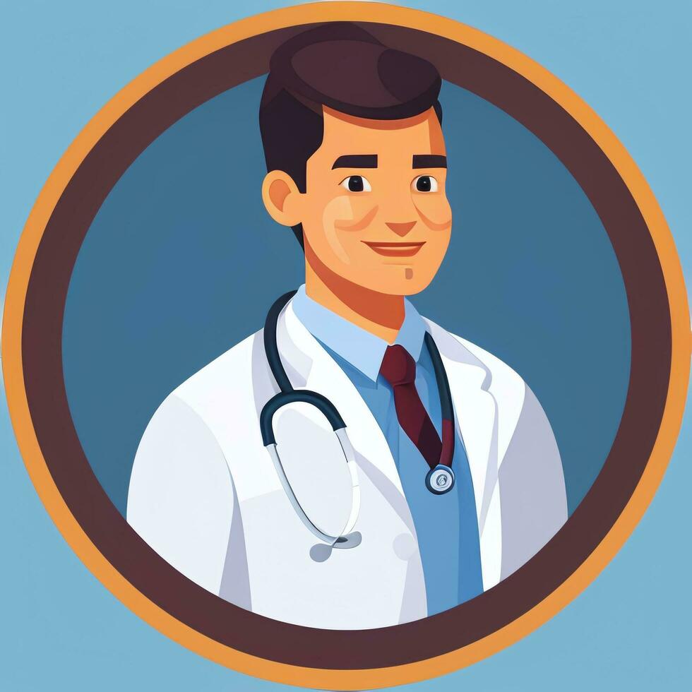 AI generated Doctor Medic Avatar Icon Clip Art Sticker Decoration Simple Background photo