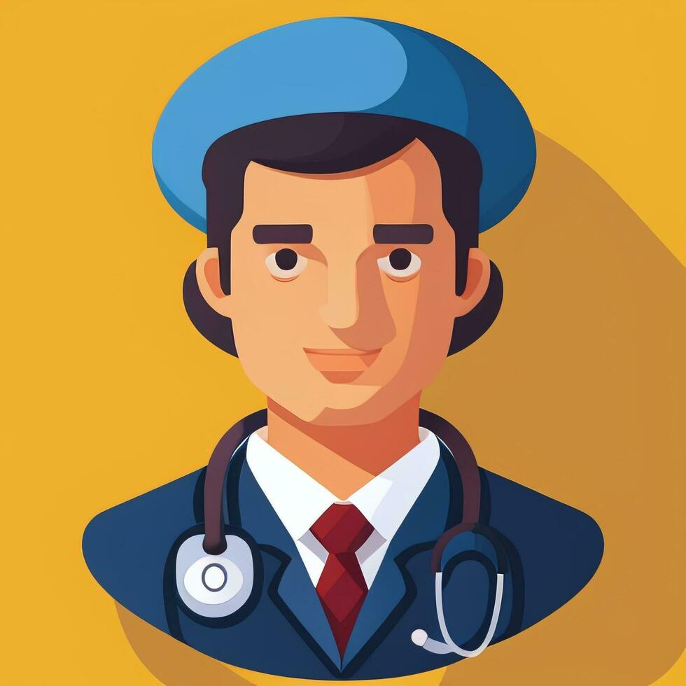 AI generated Doctor Medic Avatar Icon Clip Art Sticker Decoration Simple Background photo