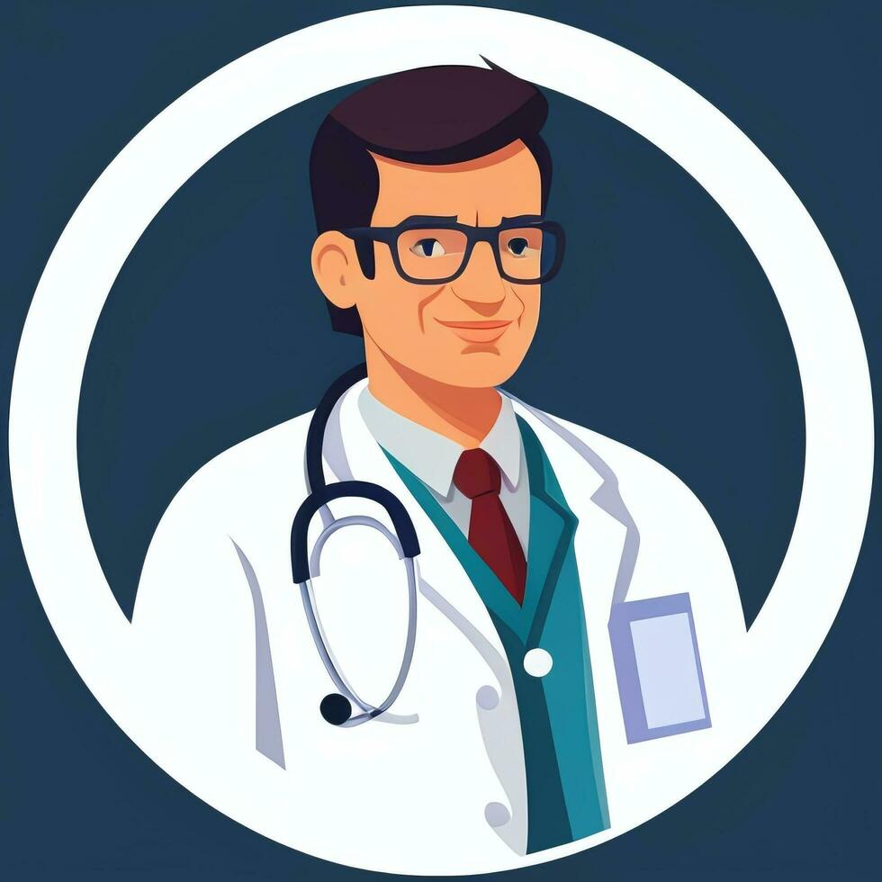 AI generated Doctor Medic Avatar Icon Clip Art Sticker Decoration Simple Background photo