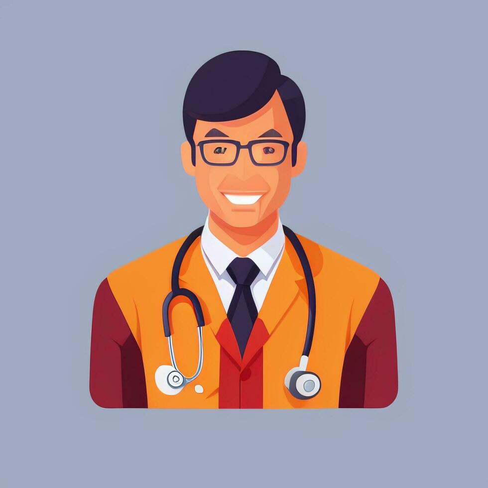 AI generated Doctor Medic Avatar Icon Clip Art Sticker Decoration Simple Background photo