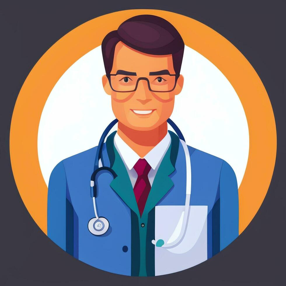 AI generated Doctor Medic Avatar Icon Clip Art Sticker Decoration Simple Background photo