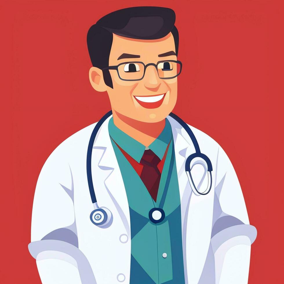 AI generated Doctor Medic Avatar Icon Clip Art Sticker Decoration Simple Background photo