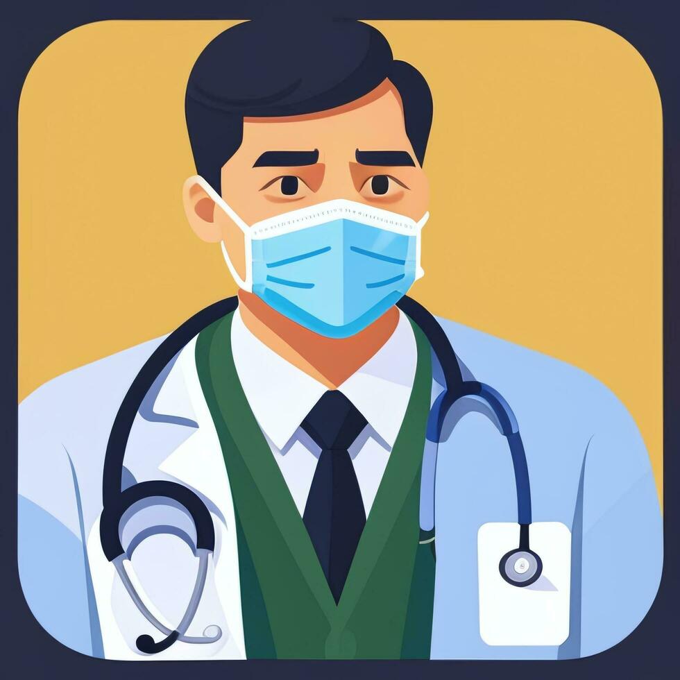 AI generated Doctor Medic Avatar Icon Clip Art Sticker Decoration Simple Background photo
