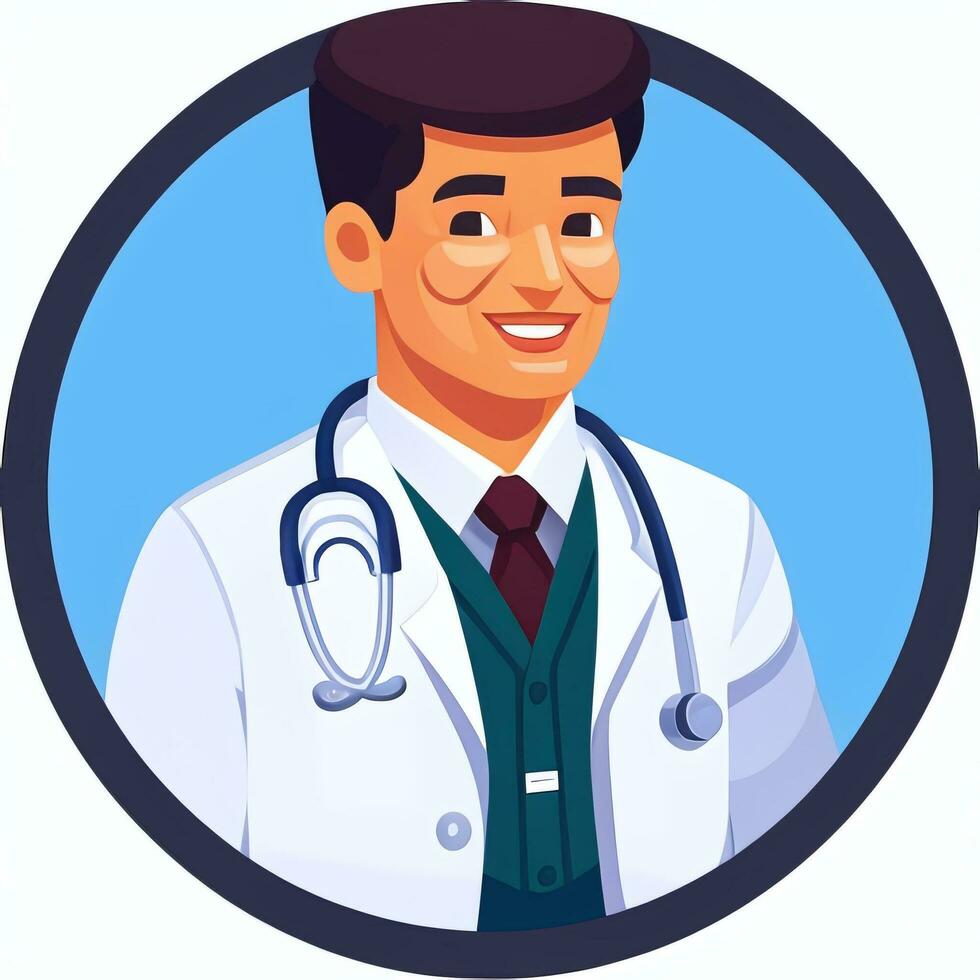 AI generated Doctor Medic Avatar Icon Clip Art Sticker Decoration Simple Background photo