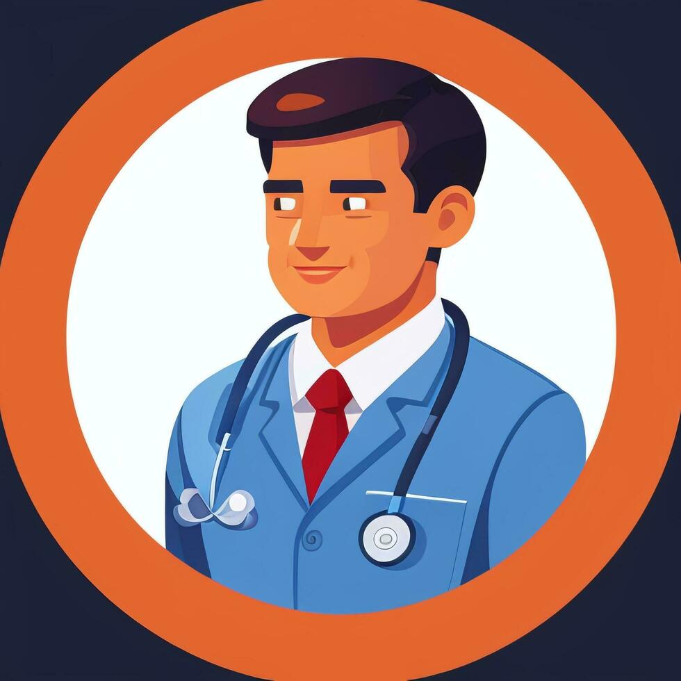 AI generated Doctor Medic Avatar Icon Clip Art Sticker Decoration Simple Background photo