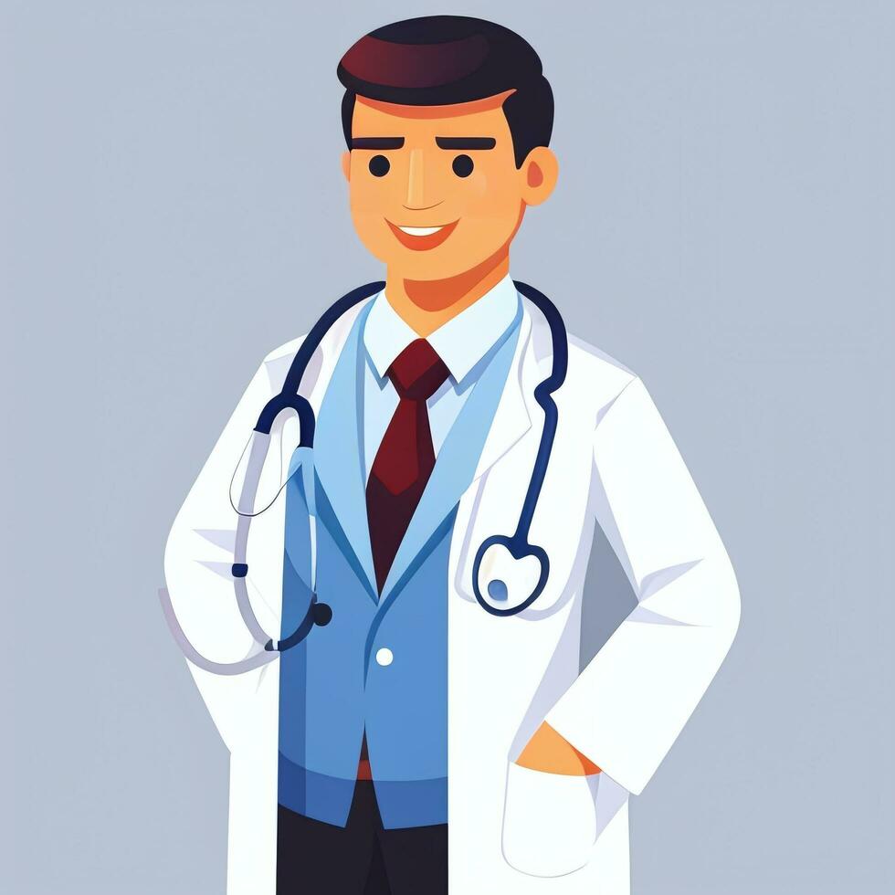 AI generated Doctor Medic Avatar Icon Clip Art Sticker Decoration Simple Background photo