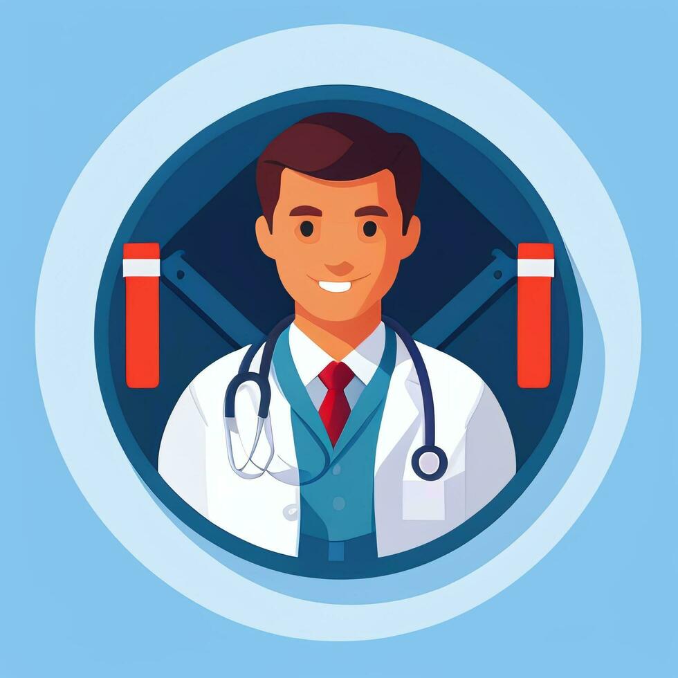 AI generated Doctor Medic Avatar Icon Clip Art Sticker Decoration Simple Background photo