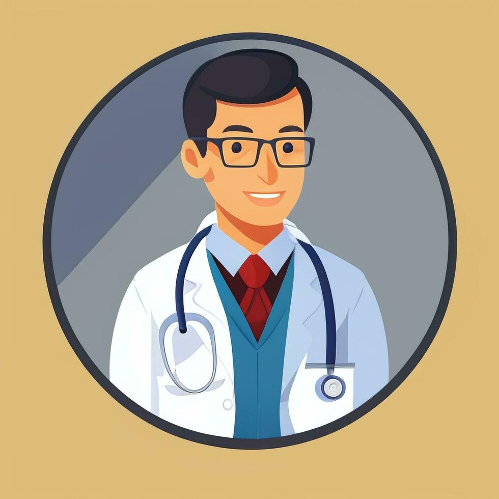 AI generated Doctor Medic Avatar Icon Clip Art Sticker Decoration Simple Background photo