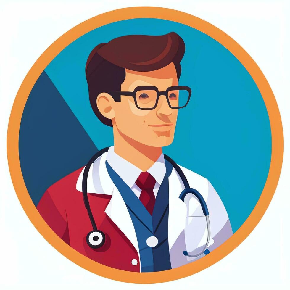 AI generated Doctor Medic Avatar Icon Clip Art Sticker Decoration Simple Background photo