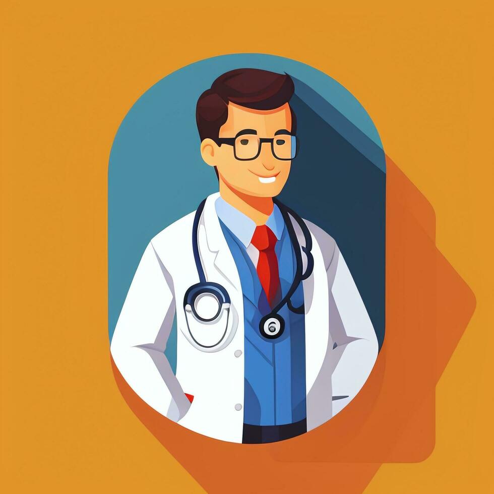 AI generated Doctor Medic Avatar Icon Clip Art Sticker Decoration Simple Background photo