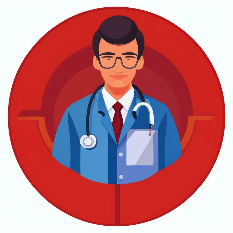 AI generated Doctor Medic Avatar Icon Clip Art Sticker Decoration Simple Background photo