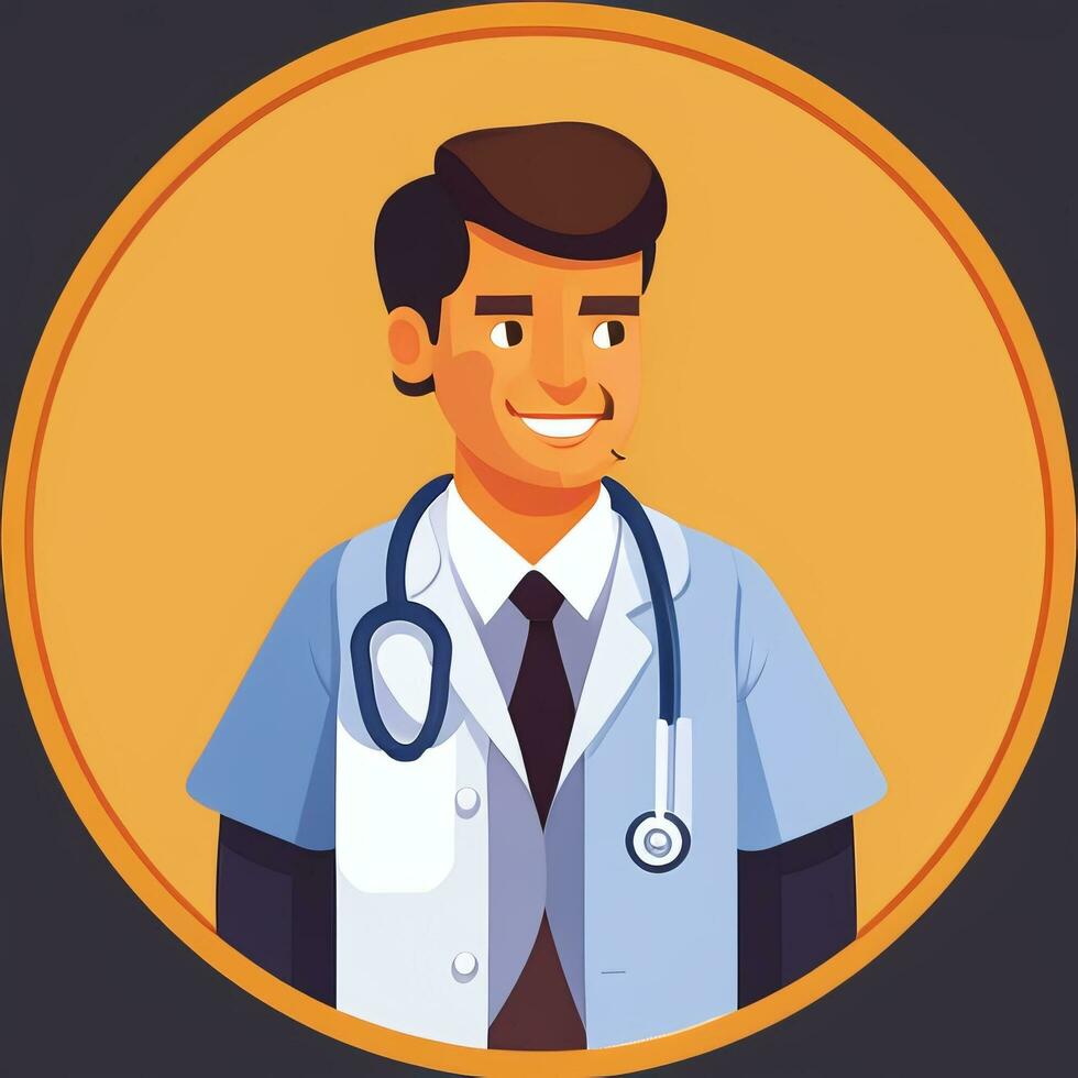 AI generated Doctor Medic Avatar Icon Clip Art Sticker Decoration Simple Background photo