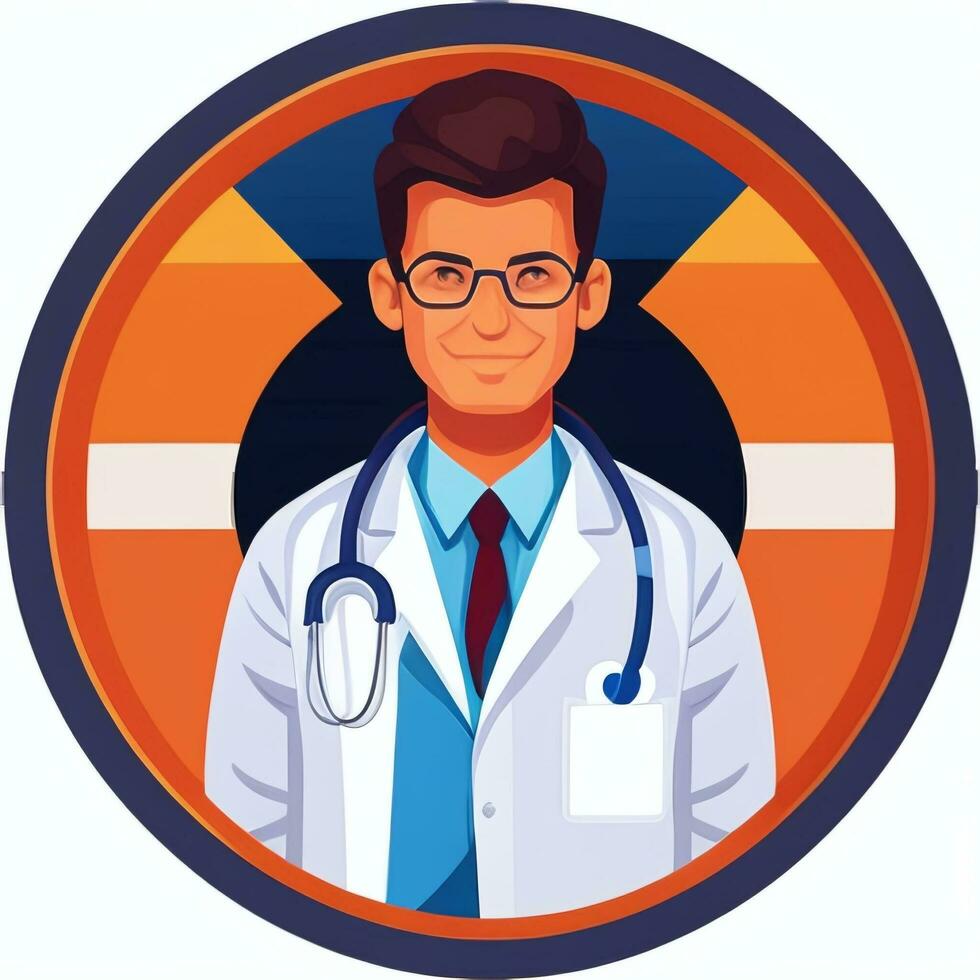 AI generated Doctor Medic Avatar Icon Clip Art Sticker Decoration Simple Background photo