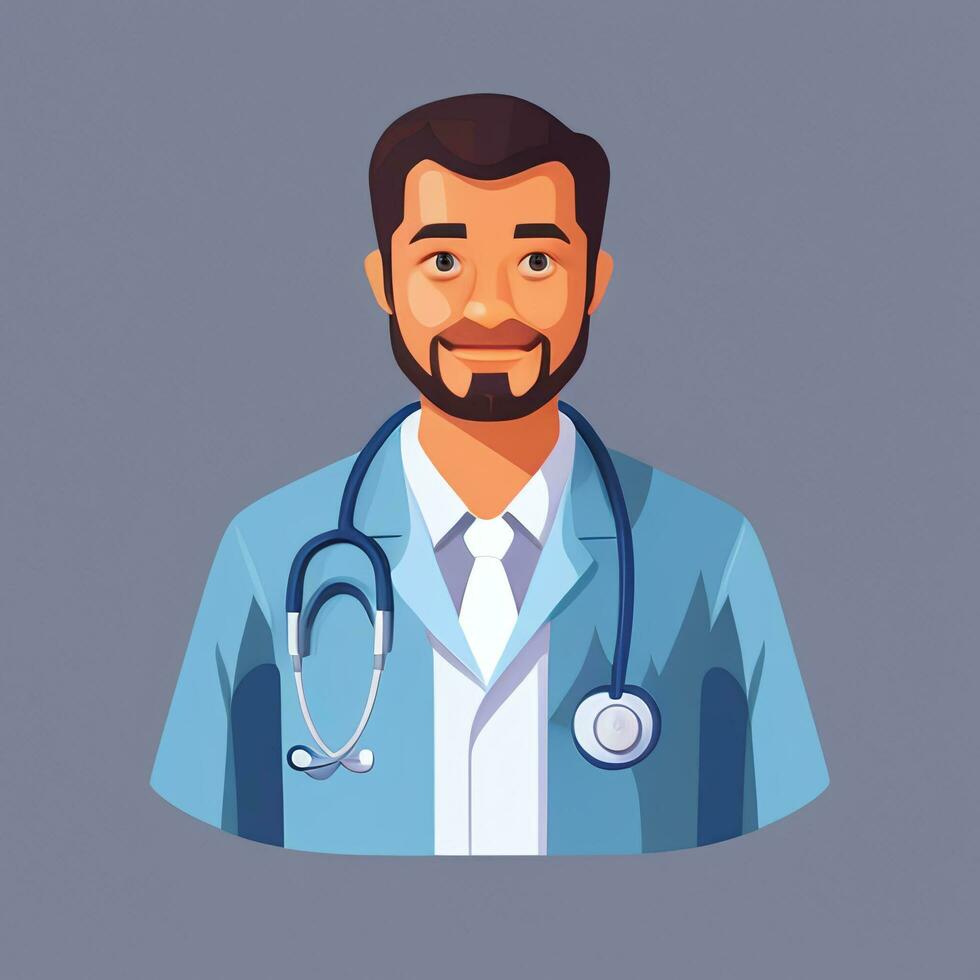 AI generated Doctor Medic Avatar Icon Clip Art Sticker Decoration Simple Background photo