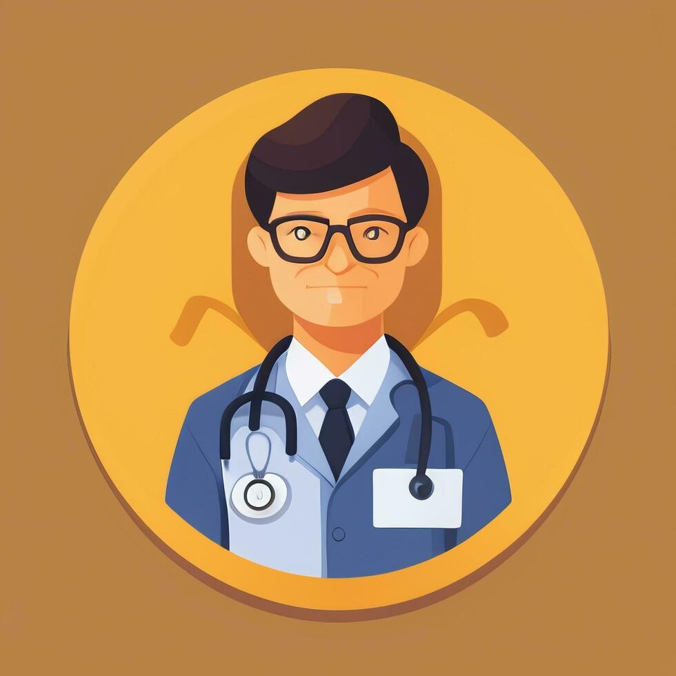 AI generated Doctor Medic Avatar Icon Clip Art Sticker Decoration Simple Background photo
