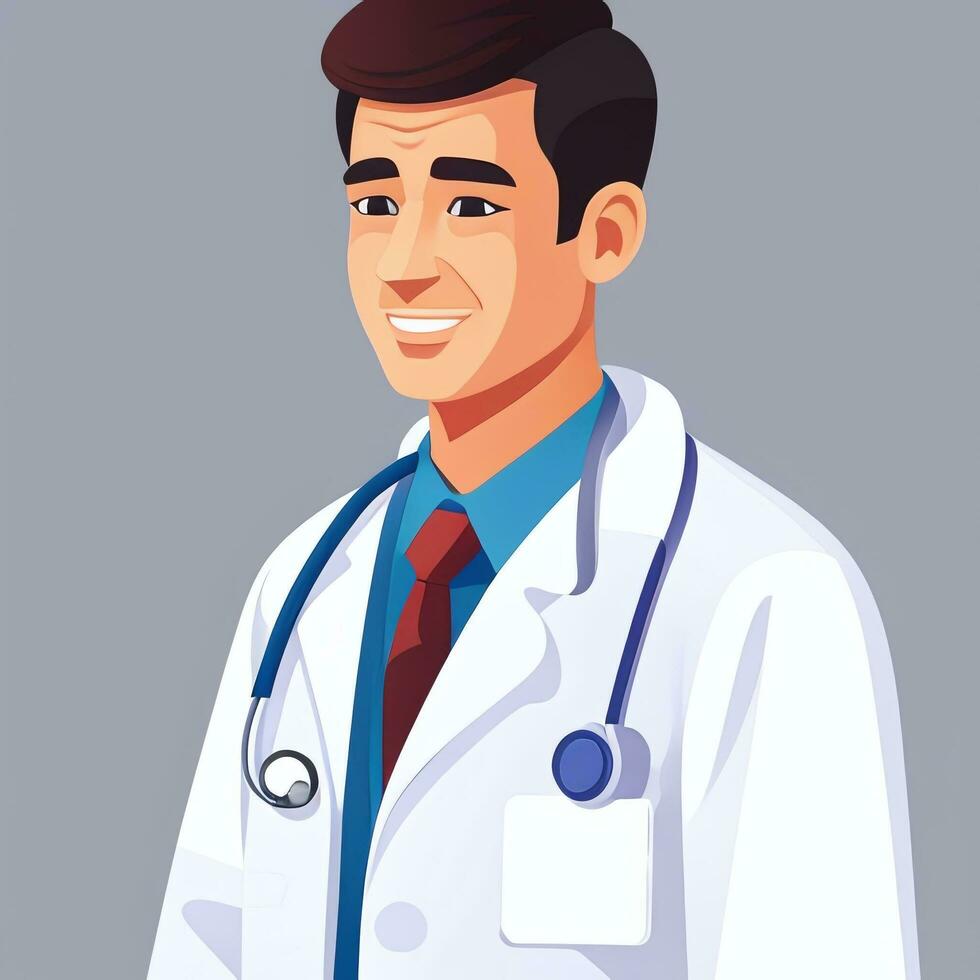 AI generated Doctor Medic Avatar Icon Clip Art Sticker Decoration Simple Background photo