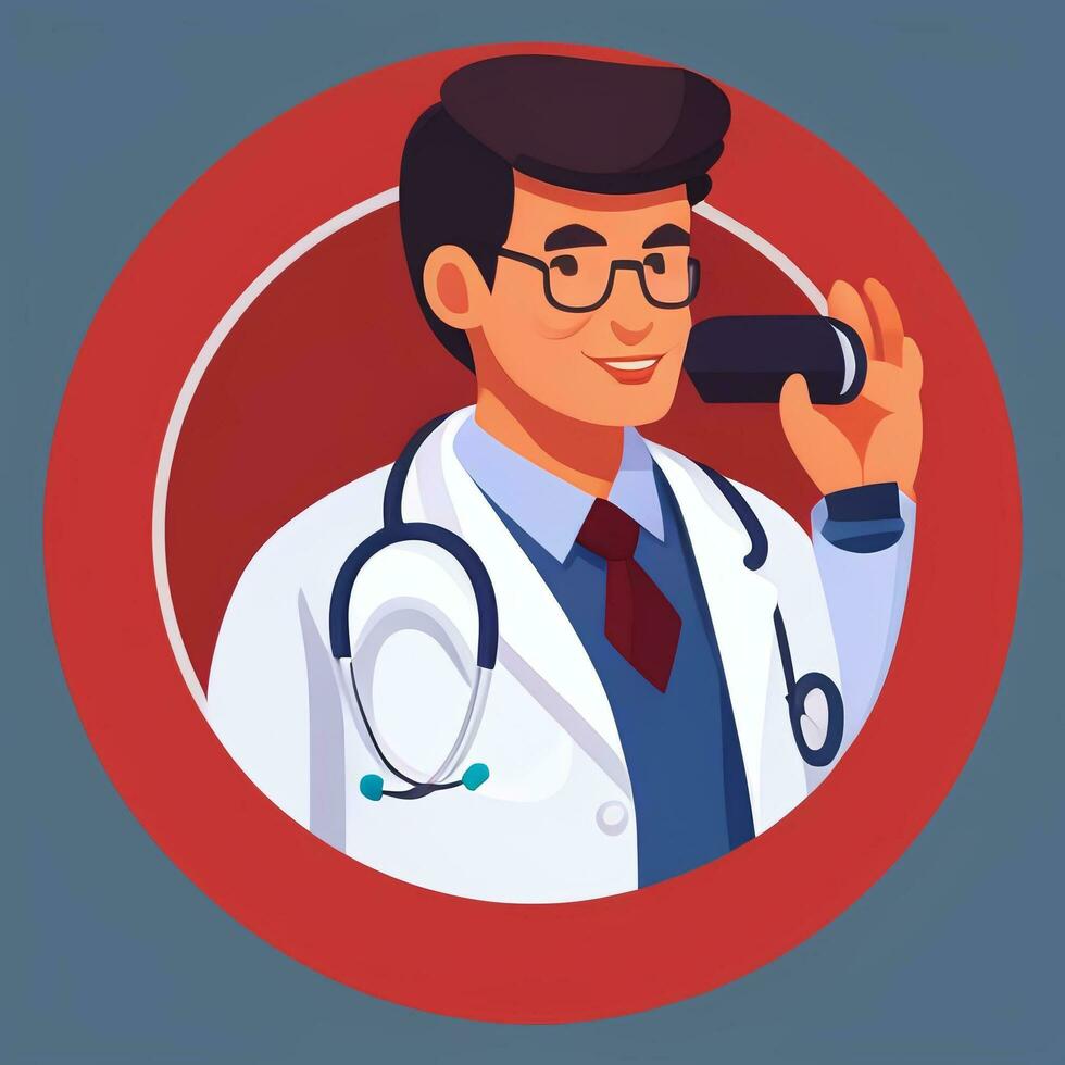 AI generated Doctor Medic Avatar Icon Clip Art Sticker Decoration Simple Background photo