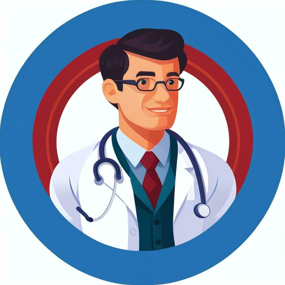 AI generated Doctor Medic Avatar Icon Clip Art Sticker Decoration Simple Background photo