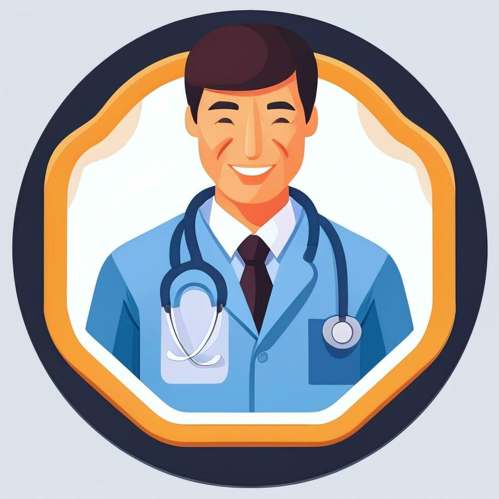 AI generated Doctor Medic Avatar Icon Clip Art Sticker Decoration Simple Background photo