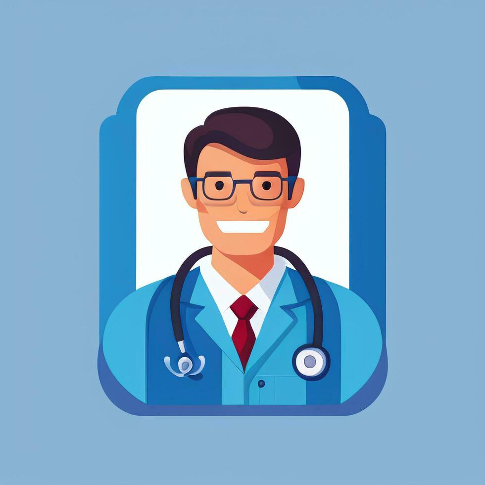 ai generado médico médico avatar icono acortar Arte pegatina decoración sencillo antecedentes foto