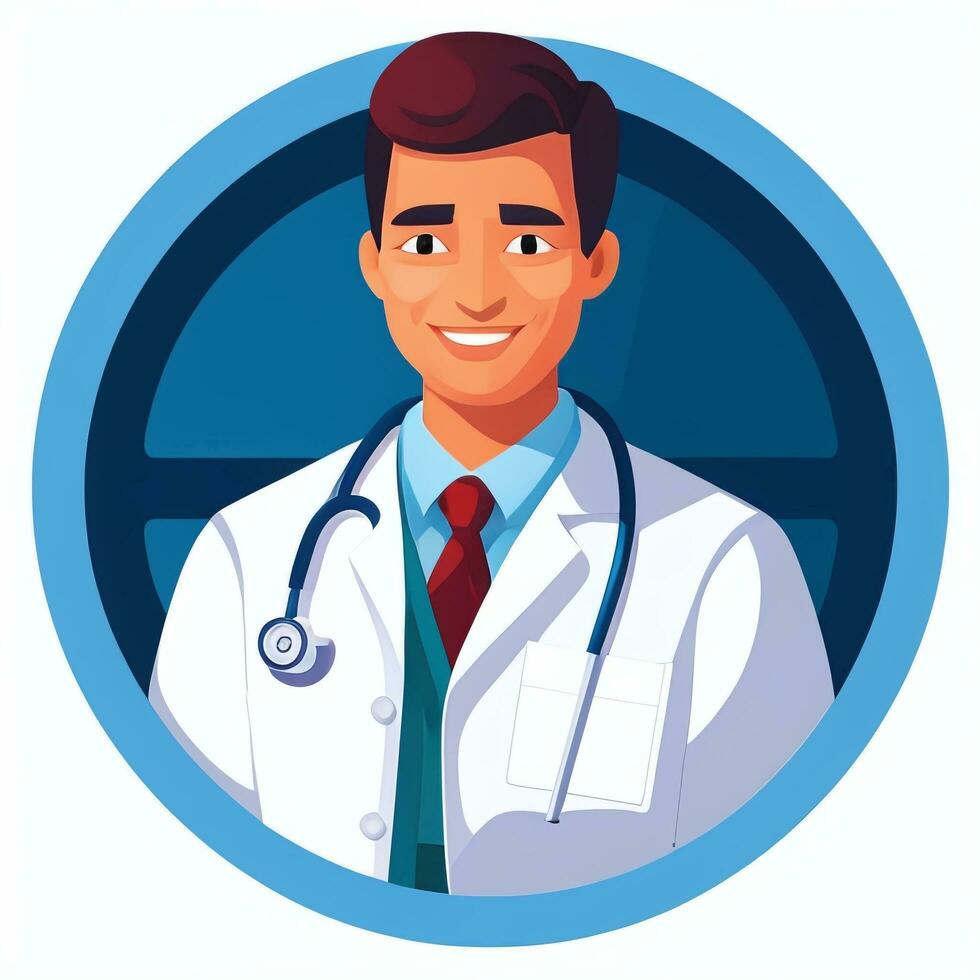AI generated Doctor Medic Avatar Icon Clip Art Sticker Decoration Simple Background photo