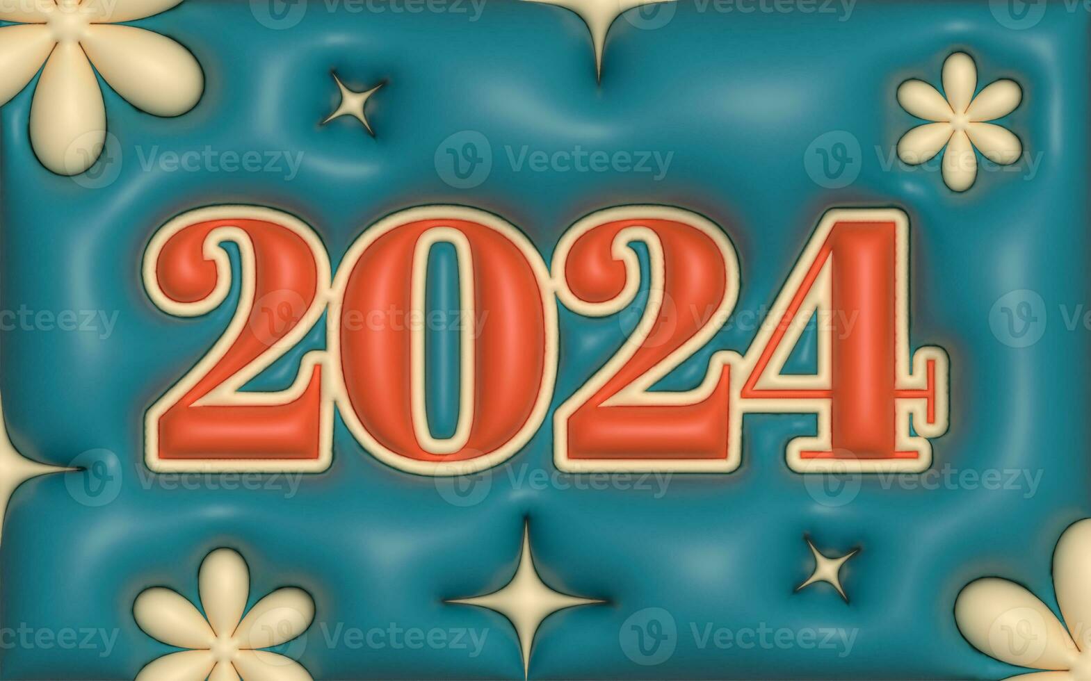 New year 2024 3d soft realistic card template image design photo