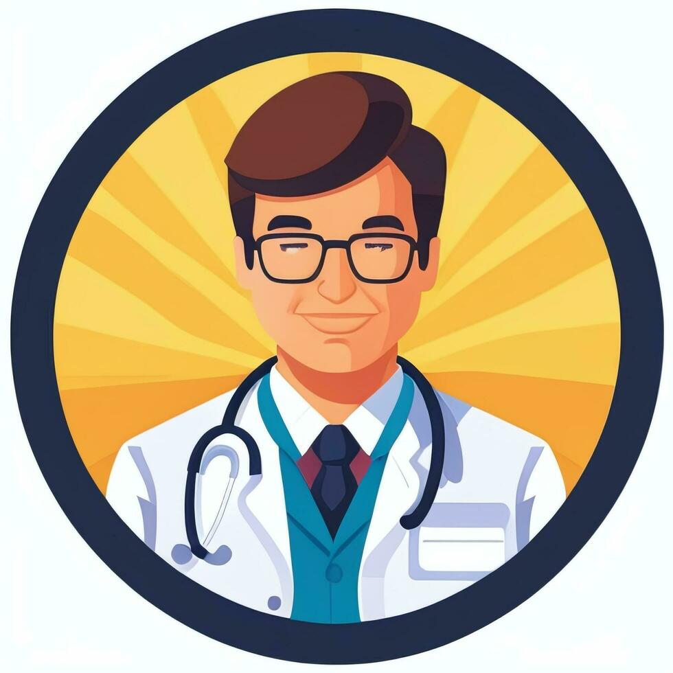 AI generated Doctor Medic Avatar Icon Clip Art Sticker Decoration Simple Background photo