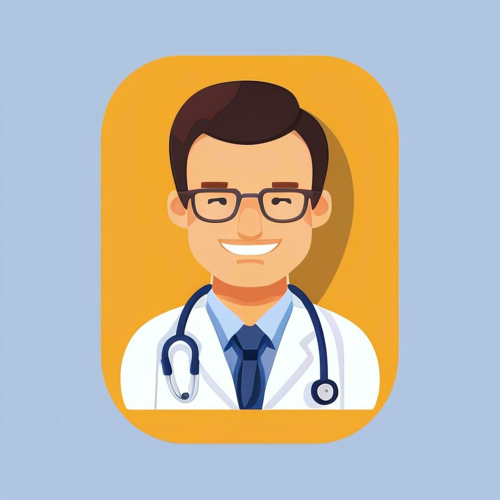 AI generated Doctor Medic Avatar Icon Clip Art Sticker Decoration Simple Background photo