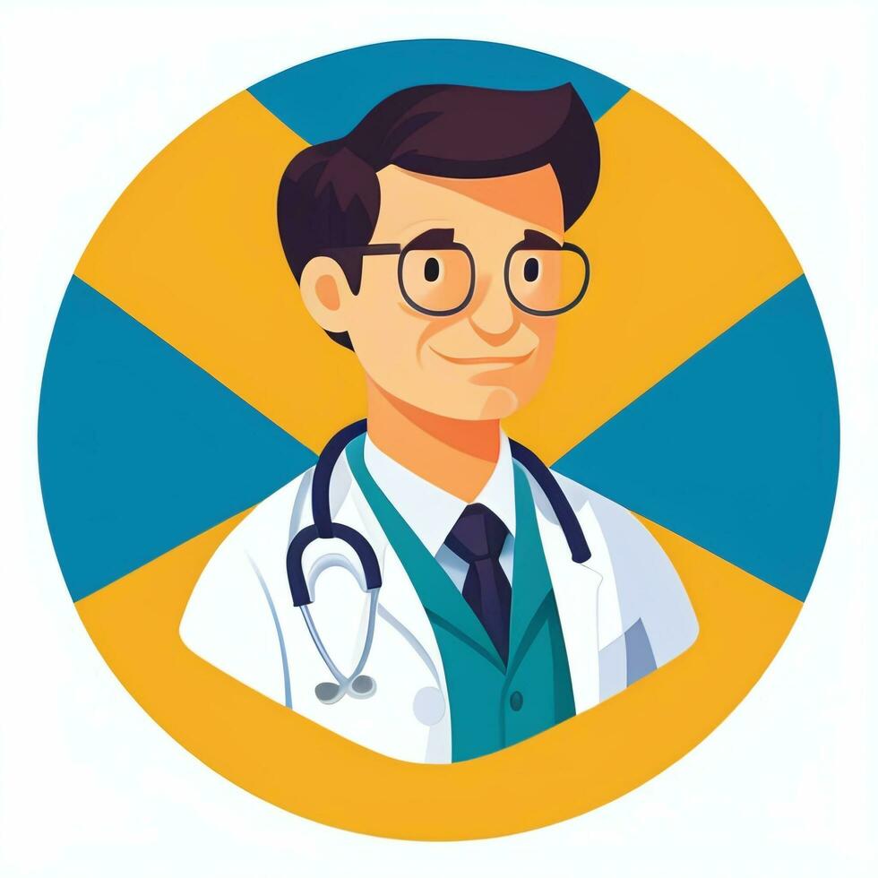 AI generated Doctor Medic Avatar Icon Clip Art Sticker Decoration Simple Background photo