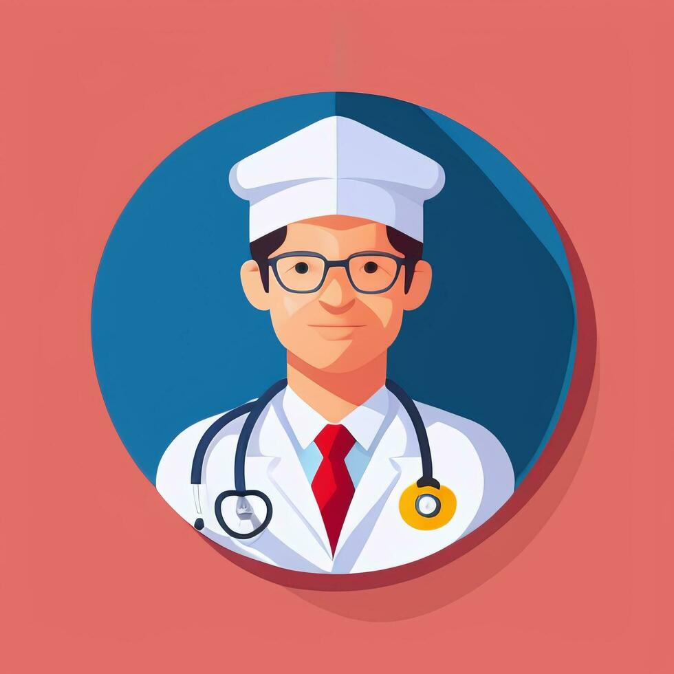 ai generado médico médico avatar icono acortar Arte pegatina decoración sencillo antecedentes foto