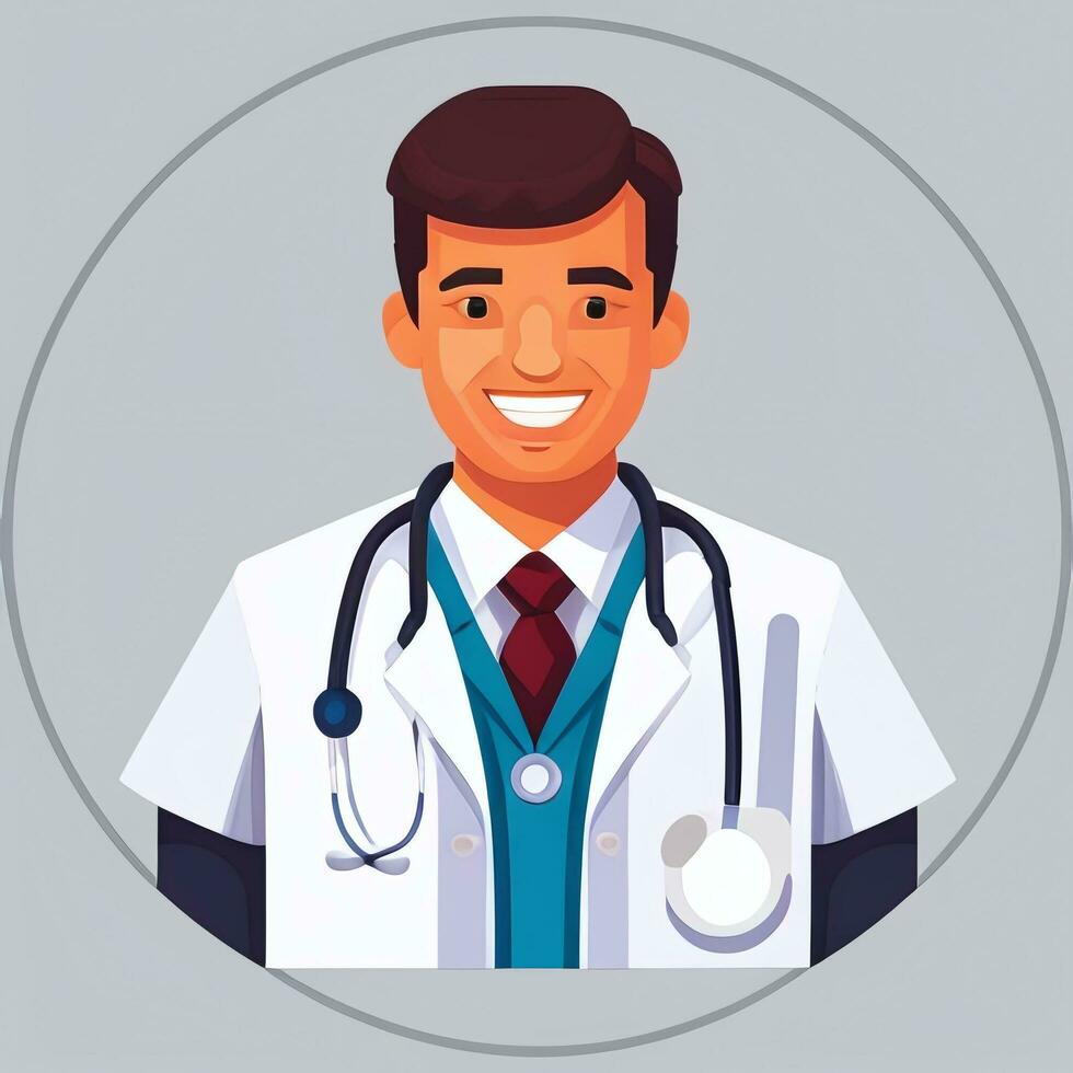 AI generated Doctor Medic Avatar Icon Clip Art Sticker Decoration Simple Background photo