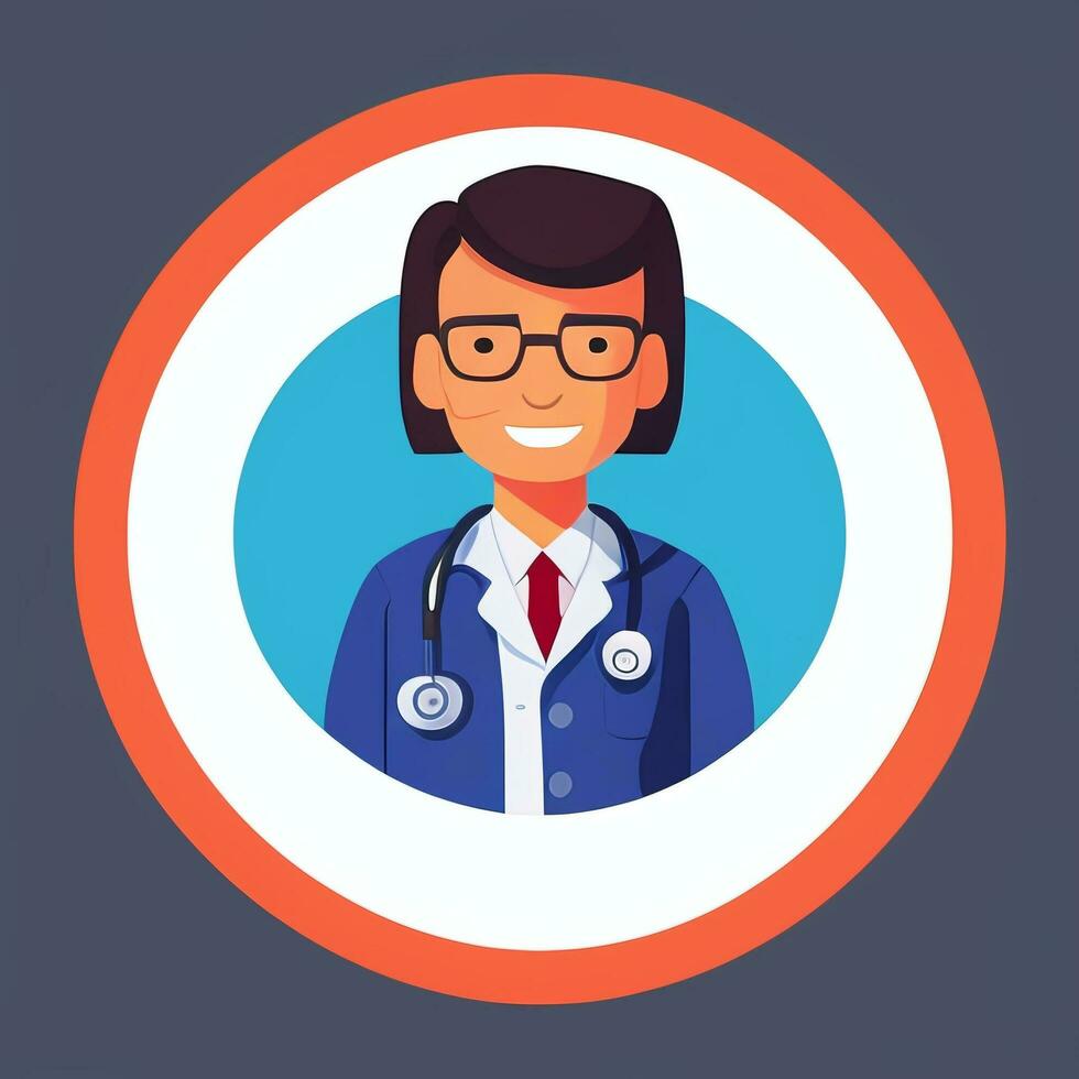 AI generated Doctor Medic Avatar Icon Clip Art Sticker Decoration Simple Background photo