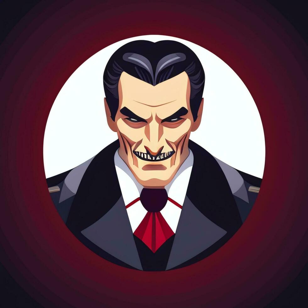 AI generated Dracula Vampire Avatar Gamer Icon Clip Art Sticker Decoration Simple Background photo