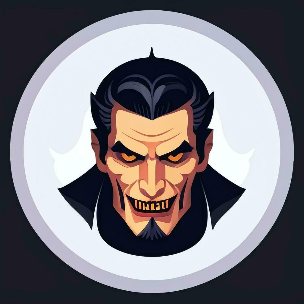 AI generated Dracula Vampire Avatar Gamer Icon Clip Art Sticker Decoration Simple Background photo