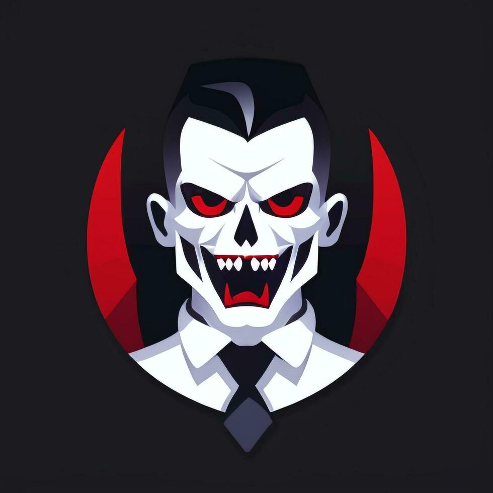 AI generated Dracula Vampire Avatar Gamer Icon Clip Art Sticker Decoration Simple Background photo