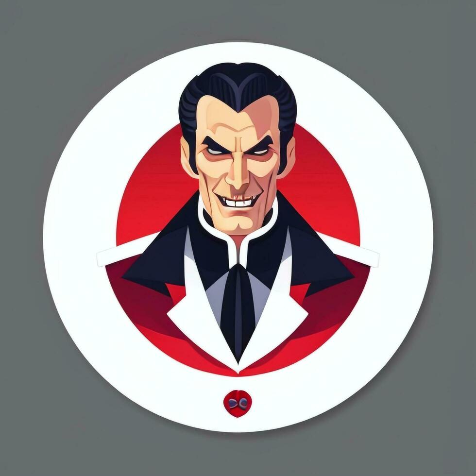 AI generated Dracula Vampire Avatar Gamer Icon Clip Art Sticker Decoration Simple Background photo