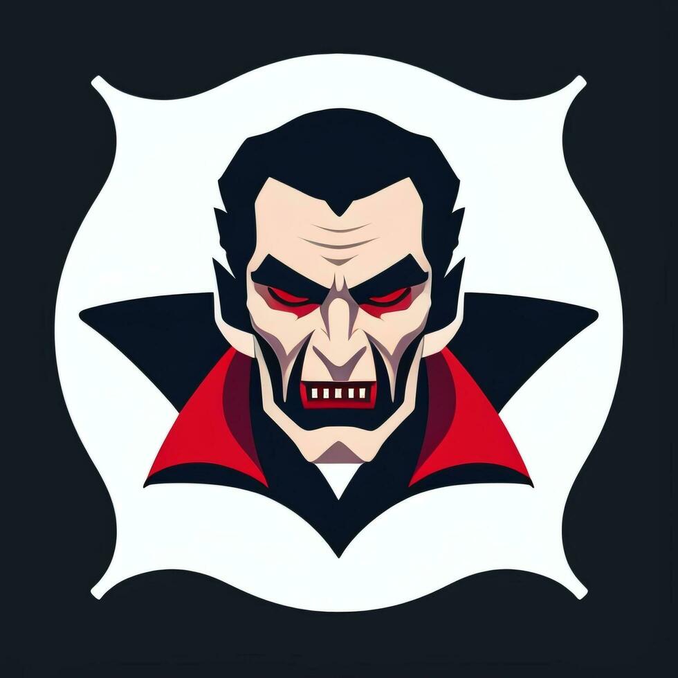 AI generated Dracula Vampire Avatar Gamer Icon Clip Art Sticker Decoration Simple Background photo