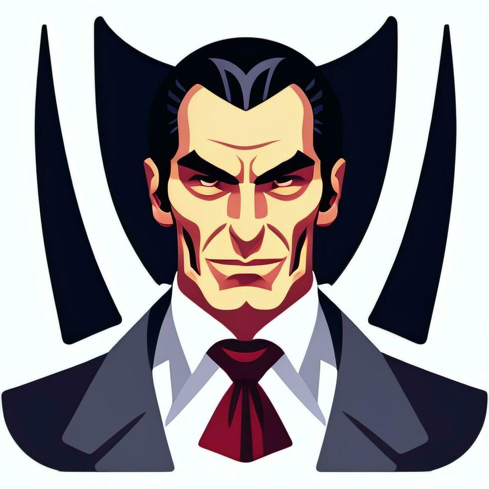 AI generated Dracula Vampire Avatar Gamer Icon Clip Art Sticker Decoration Simple Background photo