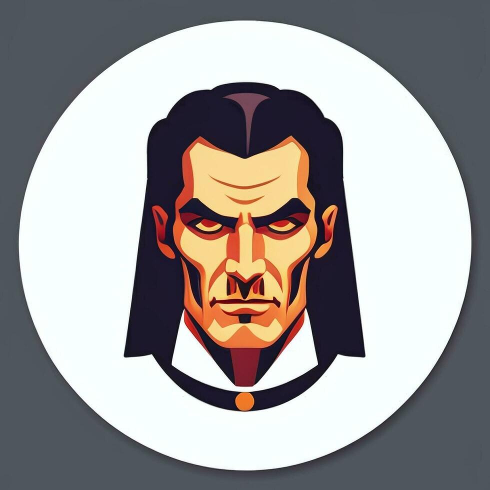 AI generated Dracula Vampire Avatar Gamer Icon Clip Art Sticker Decoration Simple Background photo