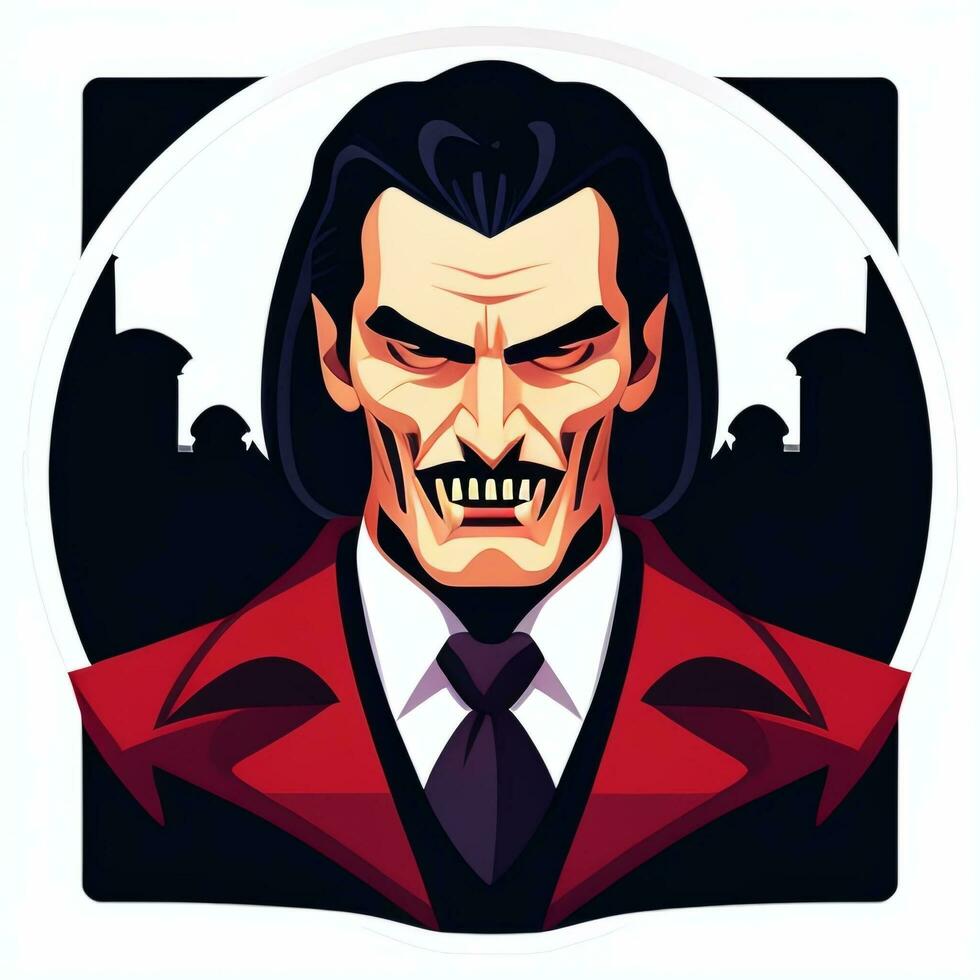 AI generated Dracula Vampire Avatar Gamer Icon Clip Art Sticker Decoration Simple Background photo