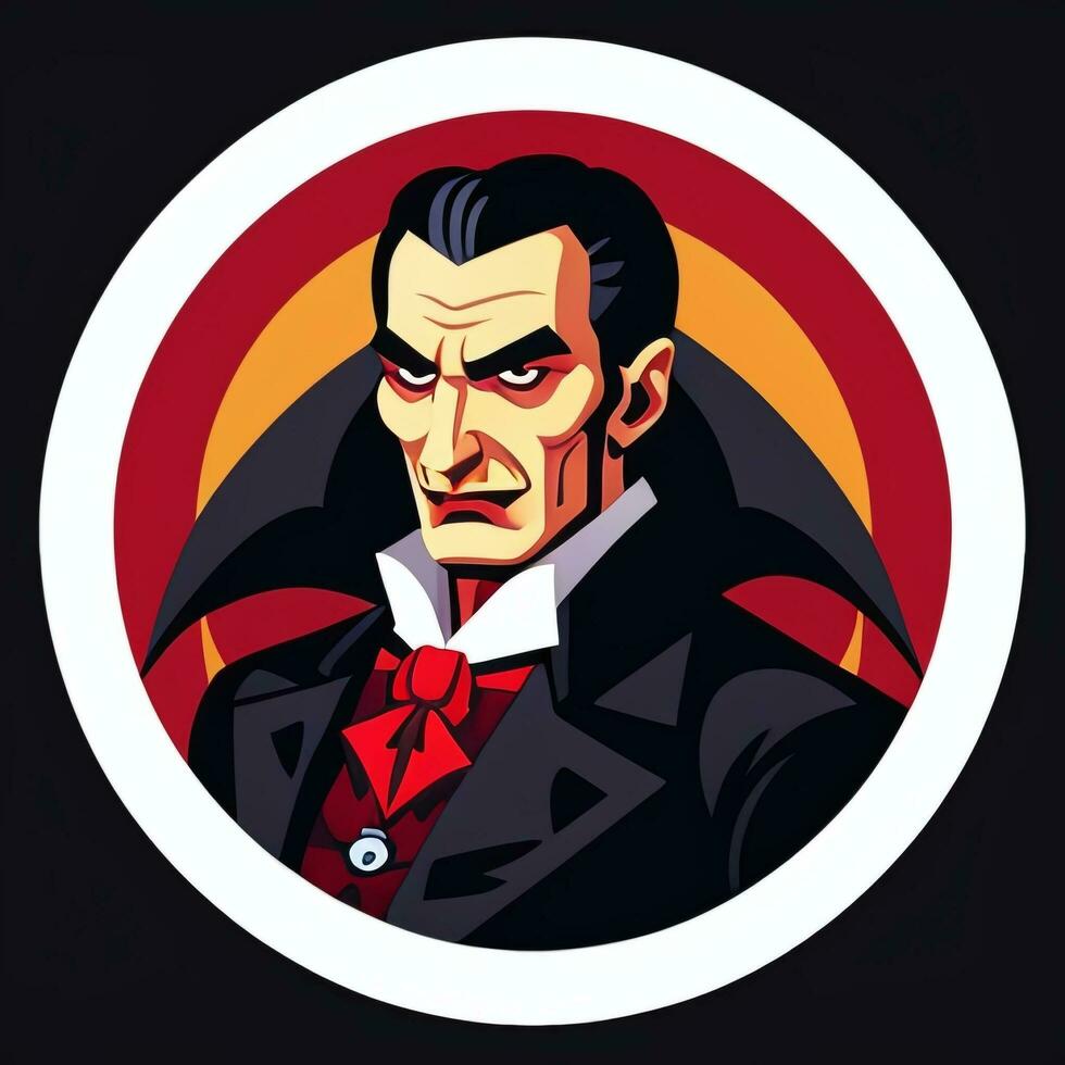 AI generated Dracula Vampire Avatar Gamer Icon Clip Art Sticker Decoration Simple Background photo
