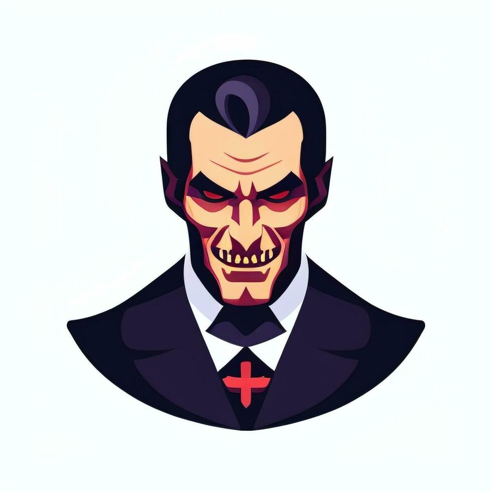 AI generated Dracula Vampire Avatar Gamer Icon Clip Art Sticker Decoration Simple Background photo